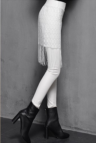 F8912-2 White leather leggings for women